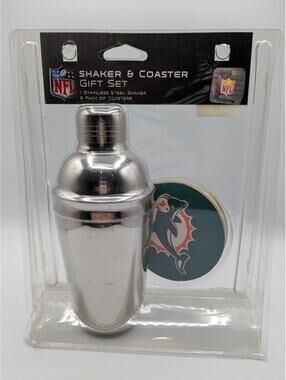 NFL Miami Dolphins Shaker & Coaster Gift Set 2009 Boelter Brands, Sealed Package
